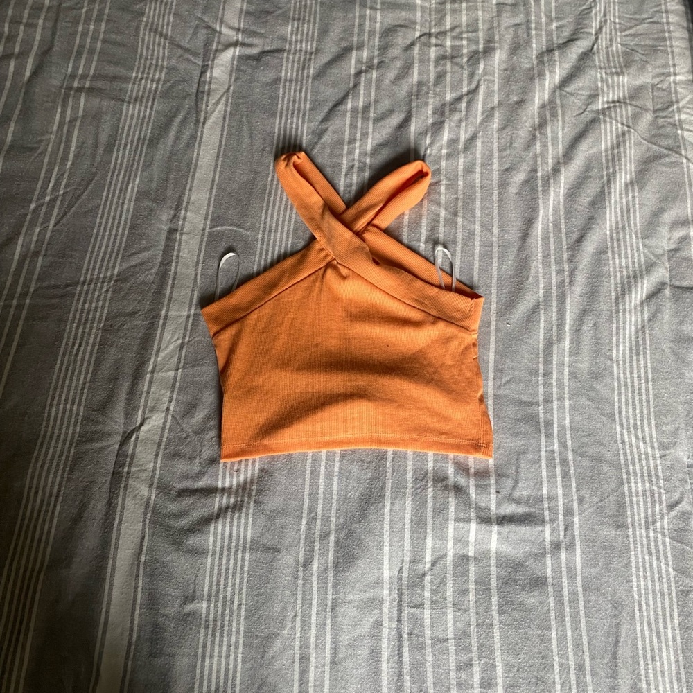 SHEIN orange crossover cropped top